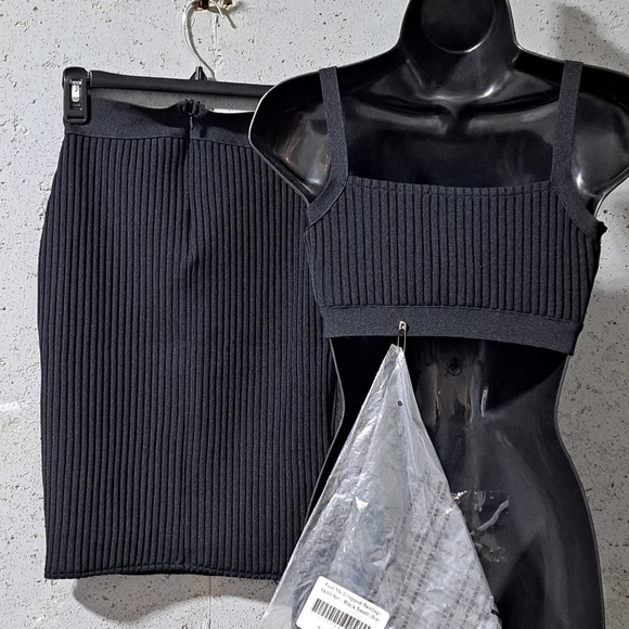 #097 Swank A Posh Cropped Bandage Ribbed Skirt Set - Picture 9 of 11